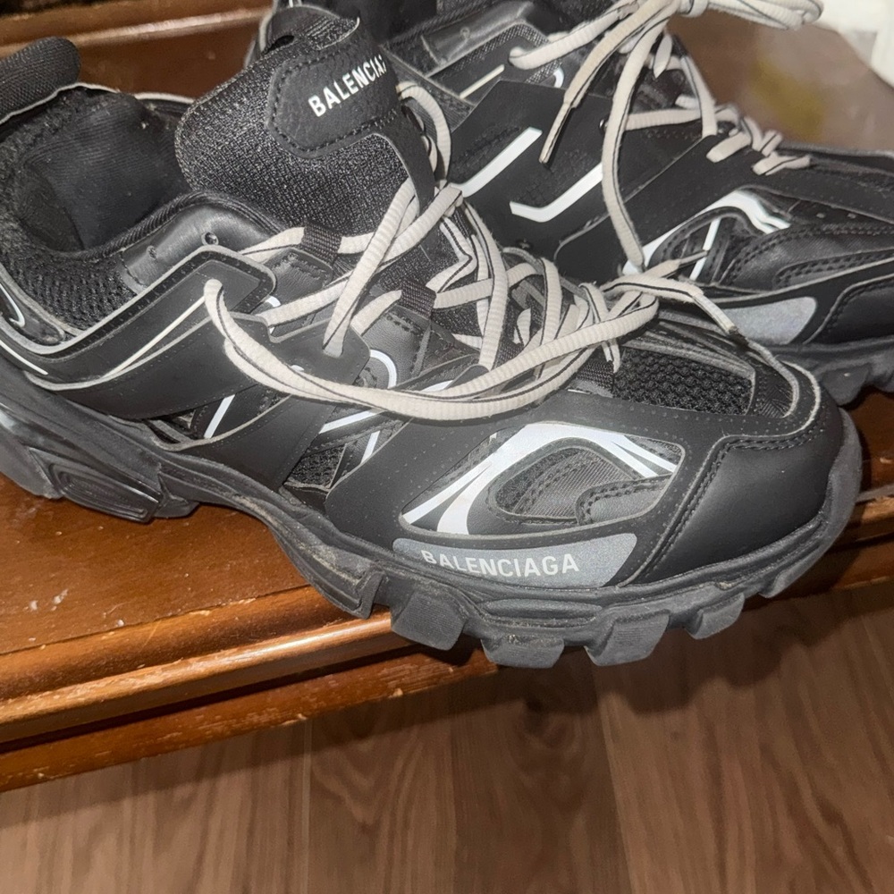 Balenciaga Men's Black and White Athletic Shoes